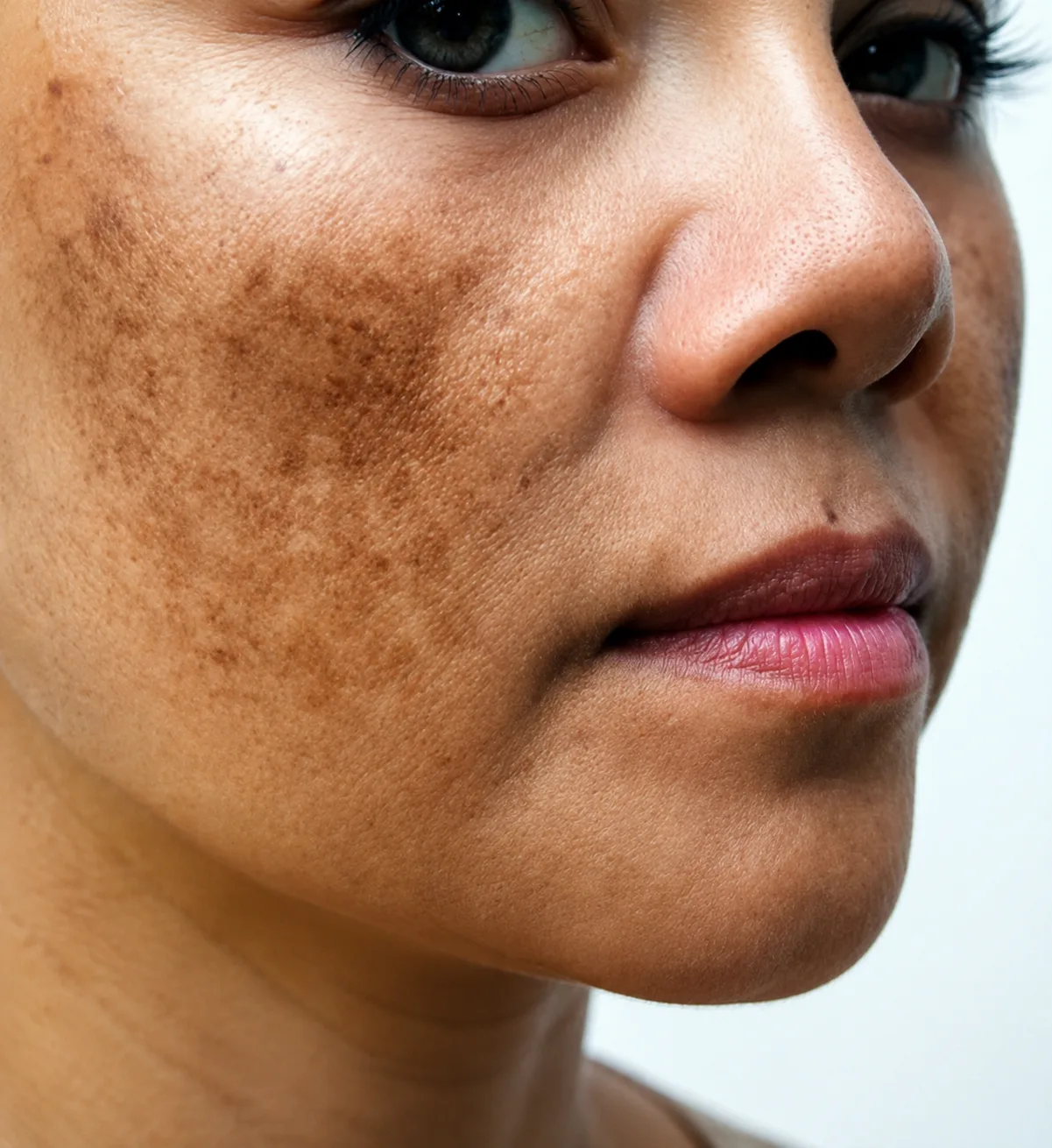 Persona con manchas de melasma en el rostro